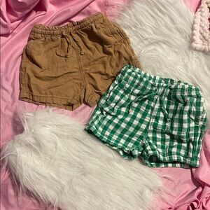 Old Navy High-Waist Pull-On Shorts — Brown Solid & Green Gingham